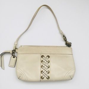 White Leather Coach Wristlet